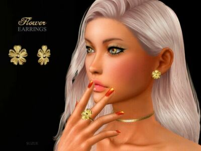 Flower Earrings By Suzue Sims 4 CC