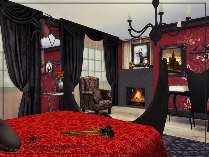 sims 4 cc halloween bedroom by danuta720 4