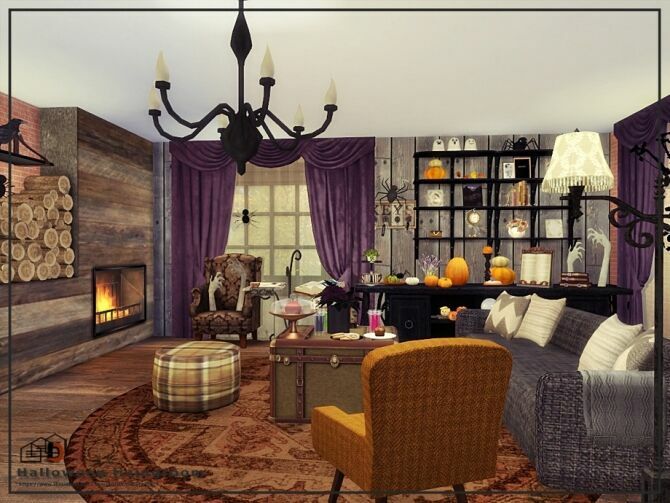 sims 4 cc halloween livingroom by danuta720 2