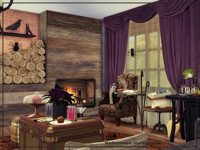 sims 4 cc halloween livingroom by danuta720 3