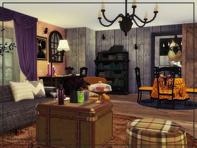 sims 4 cc halloween livingroom by danuta720 4