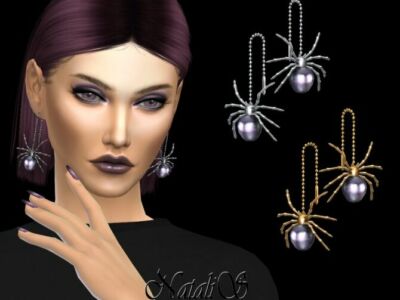 Halloween Pearl Spider Earrings By Natalis Sims 4 CC
