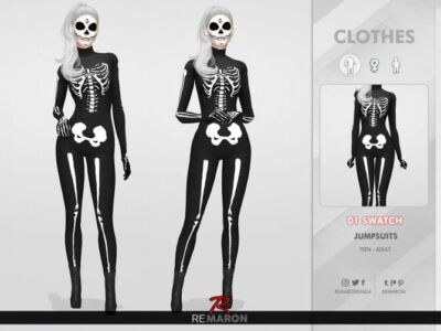Halloween Skull Costume 01 By Remaron Sims 4 CC