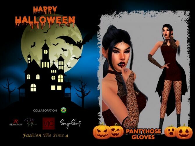 Halloween Vampire Pantyhose And Gloves By Lyllyan Sims 4 CC