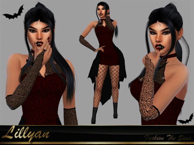 sims 4 cc halloween vampire pantyhose and gloves by lyllyan 2