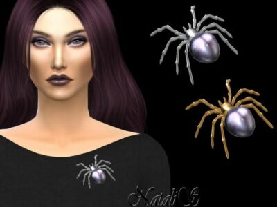 Haloween Pearl Spider Brooch By Natalis Sims 4 CC
