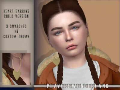 Heart Earrings Child By Playerswonderland Sims 4 CC