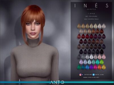 Ines BUN With Messy Fringe Hair By Anto Sims 4 CC