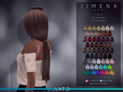 Jimena Long Straight Hair Tied In Tail By Anto Sims 4 CC
