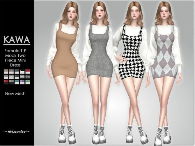 Kawa 2 Piece Mini Dress By Helsoseira Sims 4 CC