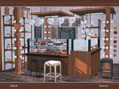 Laila Furniture SET For Bakery By Soloriya Sims 4 CC