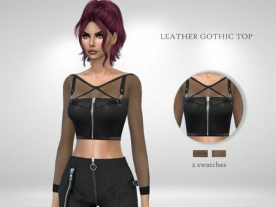 Leather Gothic TOP Halloween By Puresim Sims 4 CC