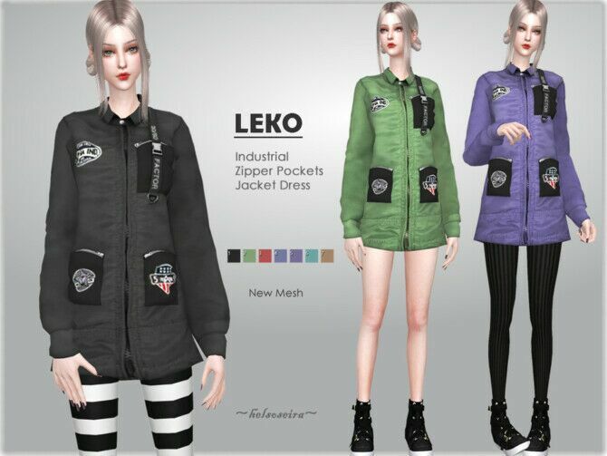 Leko Industrial Jacket By Helsoseira Sims 4 CC