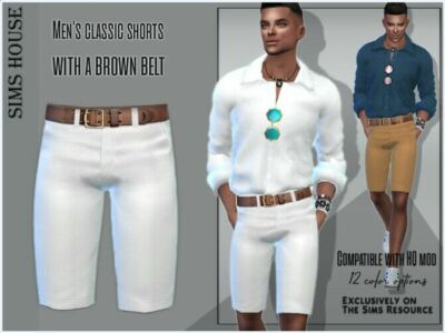 Men’s Classic Shorts With A Brown Belt By Sims House Sims 4 CC