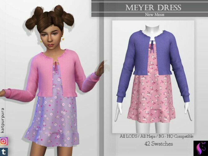 Meyer Dress By Katpurpura Sims 4 CC