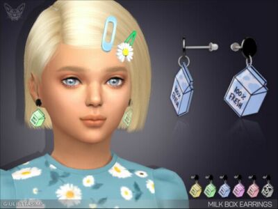 Milk BOX Earrings For Kids By Feyona Sims 4 CC