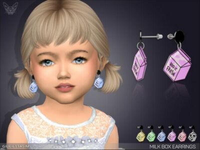 Milk BOX Earrings For Toddlers By Feyona Sims 4 CC
