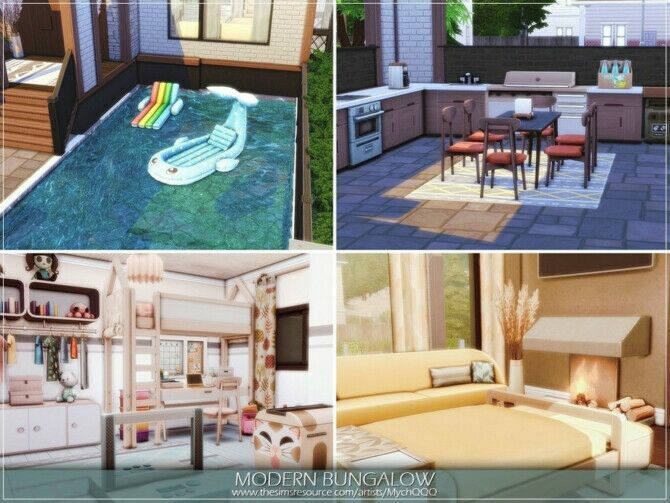 sims 4 cc modern bungalow by mychqqq 3