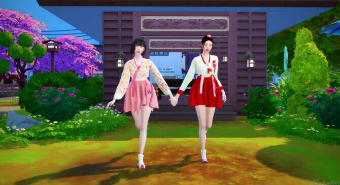 sims 4 cc modern hanbok at mochachiii 3