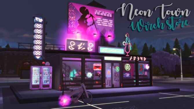 Neon Town Witch Store At WIZ Creations Sims 4 CC