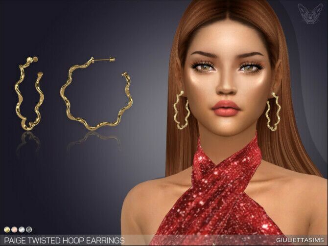 Paige Twisted Hoop Earrings By Feyona Sims 4 CC