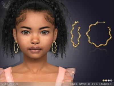 Paige Twisted Hoop Earrings For Kids By Feyona Sims 4 CC