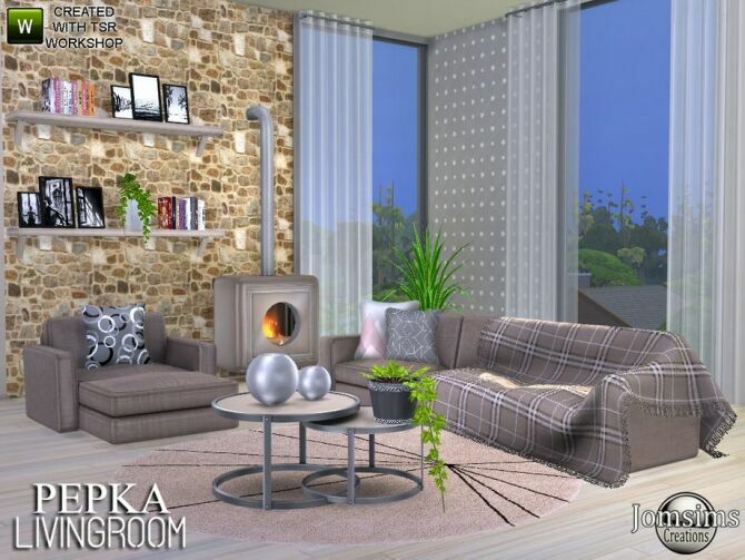 sims 4 cc pepka livingroom by jomsims 4