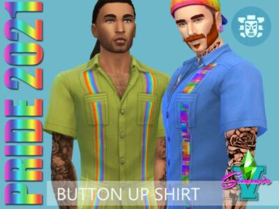 Pride21 Button UP Shirt By Simmiev Sims 4 CC