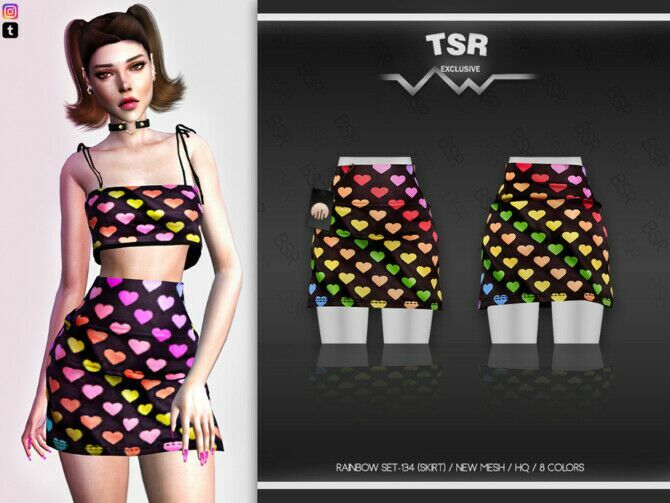 Rainbow SET-134 (Skirt) BD486 By Busra-Tr Sims 4 CC
