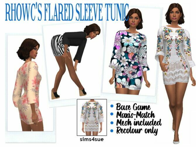 Rhowc’s Flared Sleeve Tunic At Sims4Sue Sims 4 CC