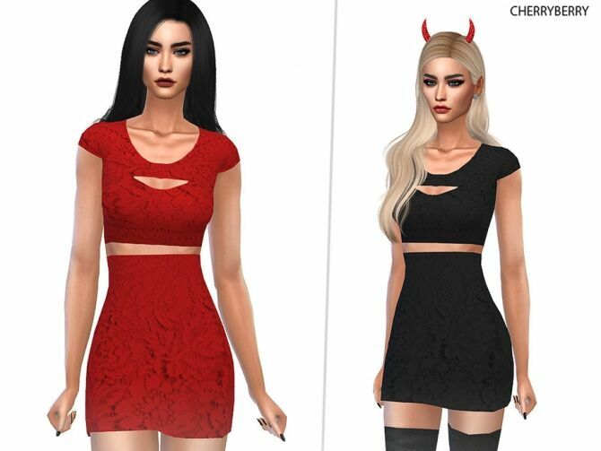 Rina Lace Minidress By Cherryberrysim Sims 4 CC