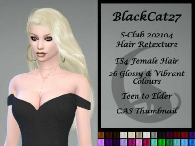 S-Club 202104 Hair Retexture By Blackcat27 Sims 4 CC