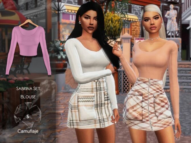 Sabrina SET Blouse By Camuflaje Sims 4 CC