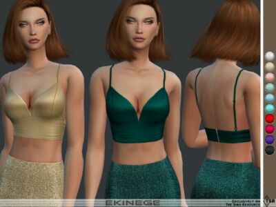 Satin Triangle Bralette TOP By Ekinege Sims 4 CC