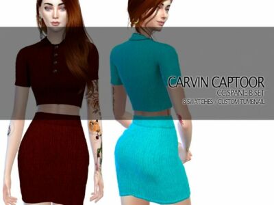 Spanie B Skirt SET By Carvin Captoor Sims 4 CC
