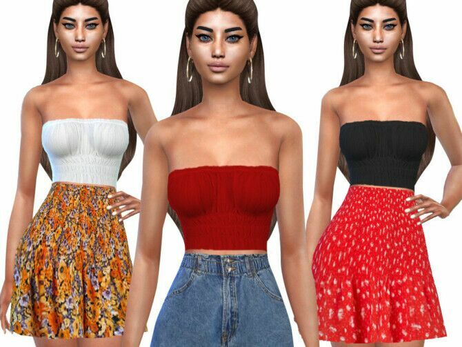 Strapless Smocked Blouse By Saliwa Sims 4 CC