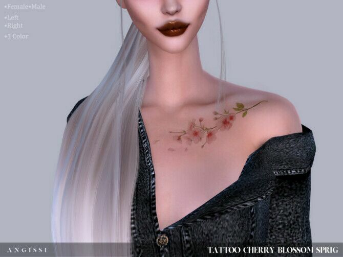 Tattoo Cherry Blossom Spring By Angissi Sims 4 CC