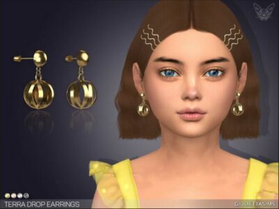 Terra Drop Earrings For Kids By Feyona Sims 4 CC
