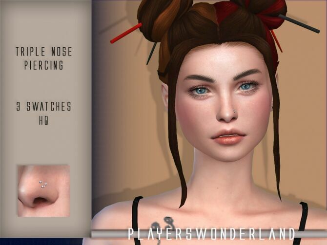 Triple Nose Piercing By Playerswonderland Sims 4 CC