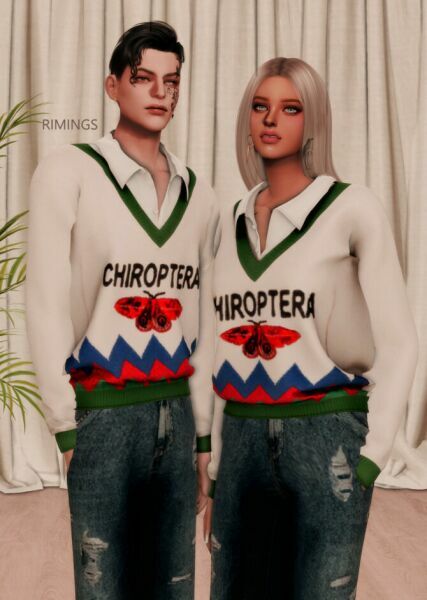 sims 4 cc white shirt knit sweater vintage straight jeans at rimings 4
