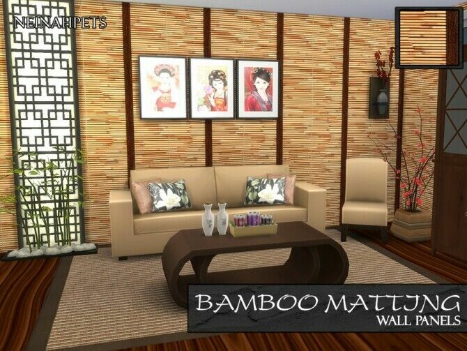 sims 4 cc bamboo matting wall by neinahpets 2