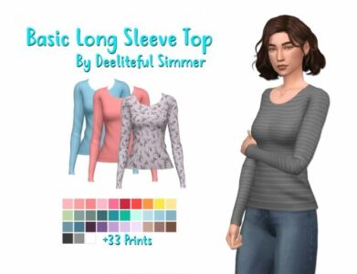 Basic Long Sleeve TOP At Deeliteful Simmer Sims 4 CC