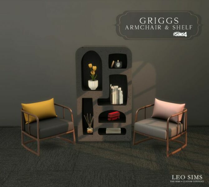 Griggs Armchair & Shelf At LEO Sims Sims 4 CC