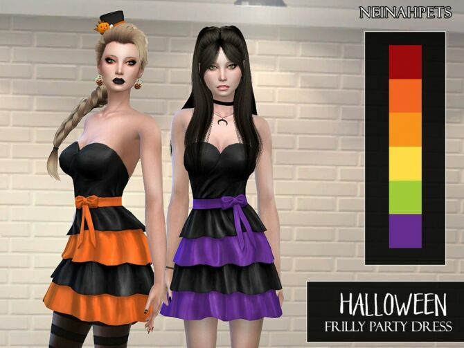 Halloween Frilly Party Dress By Neinahpets Sims 4 CC