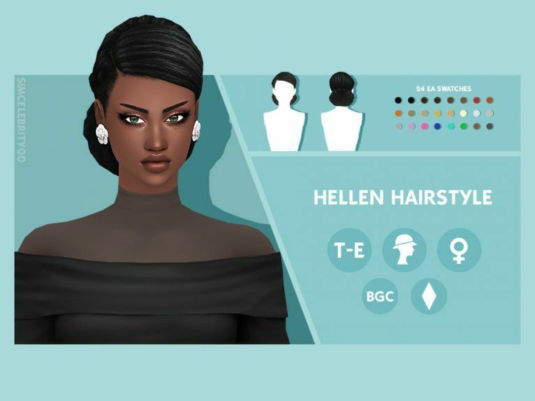 Hellen Hair By Simcelebrity00 Sims 4 CC