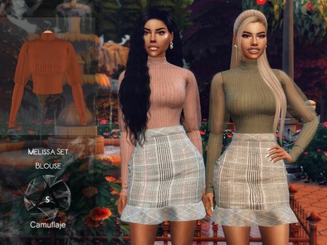 Melissa SET Blouse By Camuflaje Sims 4 CC