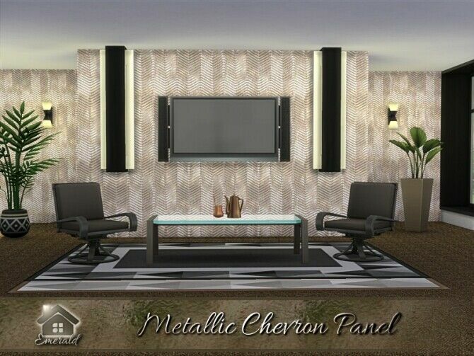 sims 4 cc metallic chevron panel by emerald 4