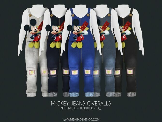 Mickey Jeans Overalls At Redheadsims Sims 4 CC