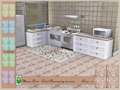 Mosaic Fern Tiled Flooring By Marcorse Sims 4 CC