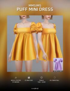 Puff Mini Dress At Mmsims Sims 4 CC